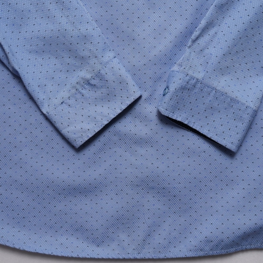 Craft + Flow Button Front Mens XXL Blue Micro Geometric Long Sleeve Shirt - Picture 12 of 14